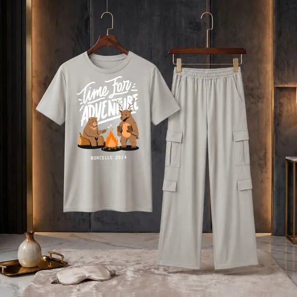 Fasense_Women's_"Adventure"_Tencel_Modal_Lycra_Oversized_Tshirt_and_Cargo_Set_-_Travel_Vibe_Night_Suit