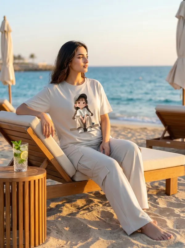 Fasense_Women's_Anime_Girl_Graphic_Print_Oversized_T-Shirt_and_Cargo_Set_-_Soft_Lounge_Night_Suit