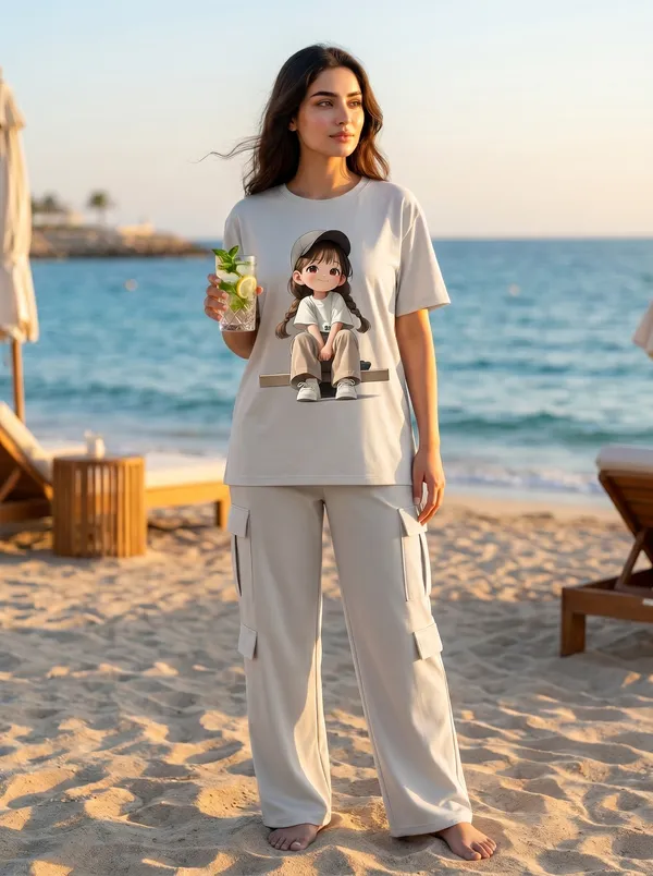 Fasense_Women's_Anime_Girl_Graphic_Print_Oversized_T-Shirt_and_Cargo_Set_-_Soft_Lounge_Night_Suit