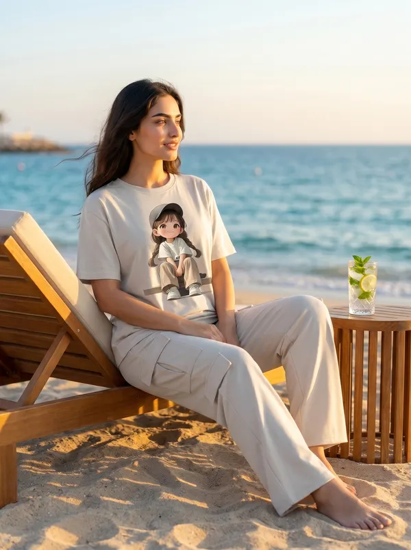 Fasense_Women's_Anime_Girl_Graphic_Print_Oversized_T-Shirt_and_Cargo_Set_-_Soft_Lounge_Night_Suit