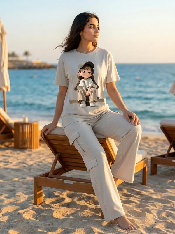 Fasense_Women's_Anime_Girl_Graphic_Print_Oversized_T-Shirt_and_Cargo_Set_-_Soft_Lounge_Night_Suit