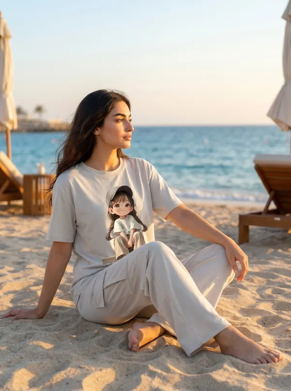 Fasense_Women's_Anime_Girl_Graphic_Print_Oversized_T-Shirt_and_Cargo_Set_-_Soft_Lounge_Night_Suit