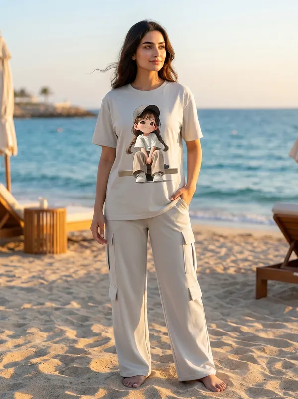 Fasense_Women's_Anime_Girl_Graphic_Print_Oversized_T-Shirt_and_Cargo_Set_-_Soft_Lounge_Night_Suit