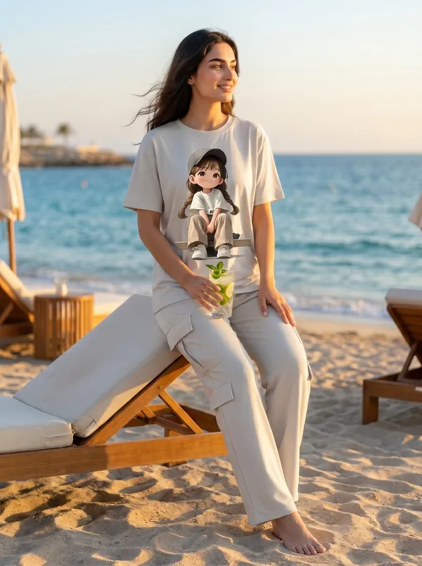 Fasense_Women's_Anime_Girl_Graphic_Print_Oversized_T-Shirt_and_Cargo_Set_-_Soft_Lounge_Night_Suit