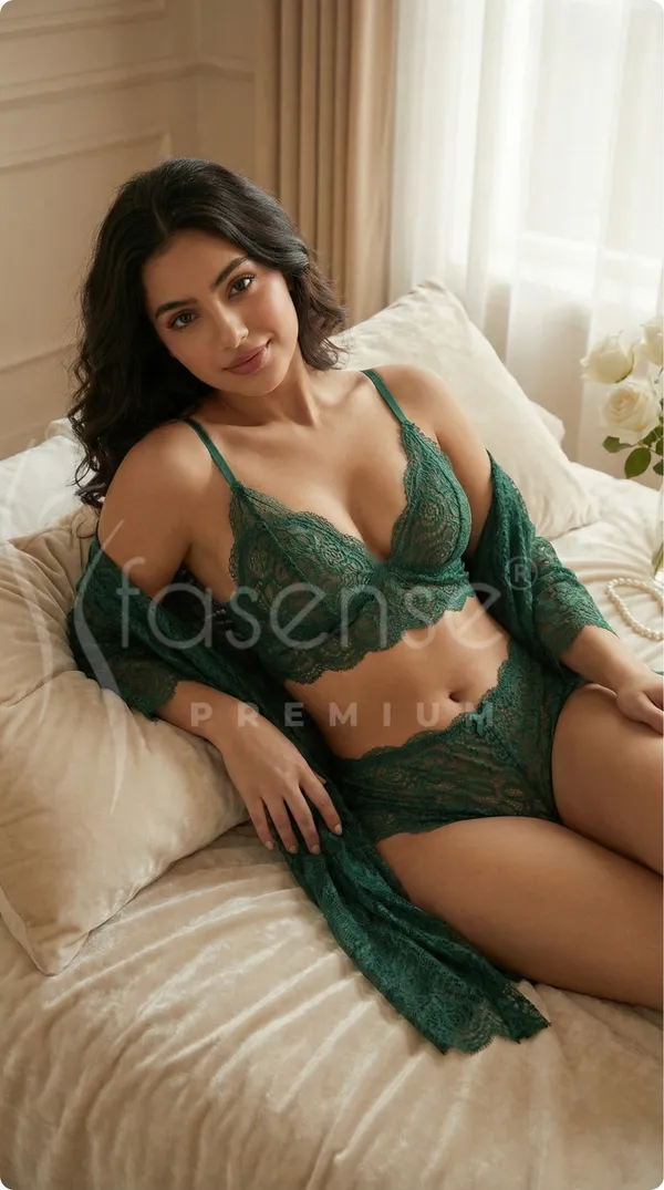 Fasense_Green_Lace_Bridal_Lingerie_Set_with_Sheer_Robe_-_Premium_3-Piece_Honeymoon_Nightwear