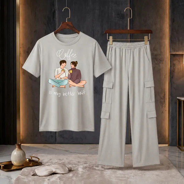 Fasense_Women's_"Coffee_is_my_Better_Half"_Tencel_Modal_Lycra_Oversized_Tshirt_and_Cargo_Set_-_Super_Soft_Breathable_Premium_Night_Suit