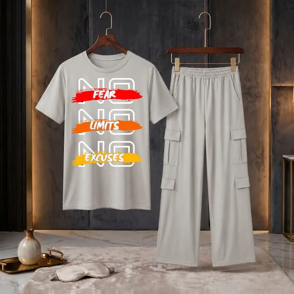 Fasense_Women's_"No_Fear_No_Limits"_Motivational_Co-ords_Set_-_Tencel_Super_Soft_Modal_Lycra_Top_and_Cargo_Set