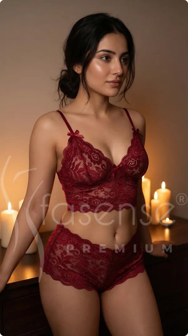 Fasense_Maroon_Lace_Lingerie_Set_for_Women_Premium_Soft_Lace_Bralette_Nightwear_Set