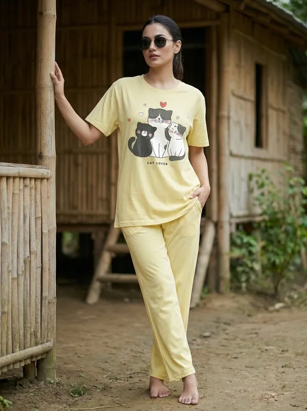 Fasense_Pure_Sinker_Cotton_Night_Suit_for_Women,__Super-Soft_Everyday_Loungewear_Tee_&_Pyjama_Set_for_Ladies_(Breathable,_Relaxed_Fit)