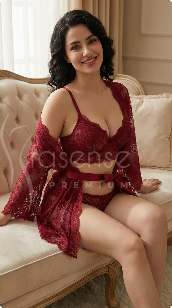 Fasense_Wine_Lace_Bridal_Lingerie_Set_with_Sheer_Robe_-_Premium_3-Piece_Honeymoon_Nightwear