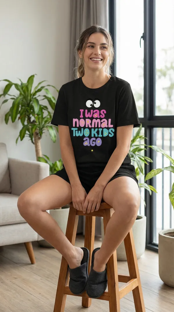 Fasense_Women's_Ultra-Soft_Tencel_Modal_Night_Suit_-_"I_Was_Normal_Two_Kids_Ago"_Funny_Top_and_Shorts_Set_with_Side_Pockets