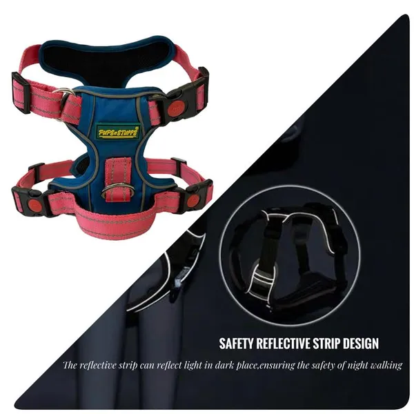 Airforce_Blue_Nylon_Night_Reflective_Large_Dog_Harness_With_3_Buckles_For_Safe_&_Comfortable_Walks
