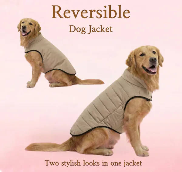 Beige_Polyester_Winter_Clothes_Reversible_Puffer_Dog_Jacket
