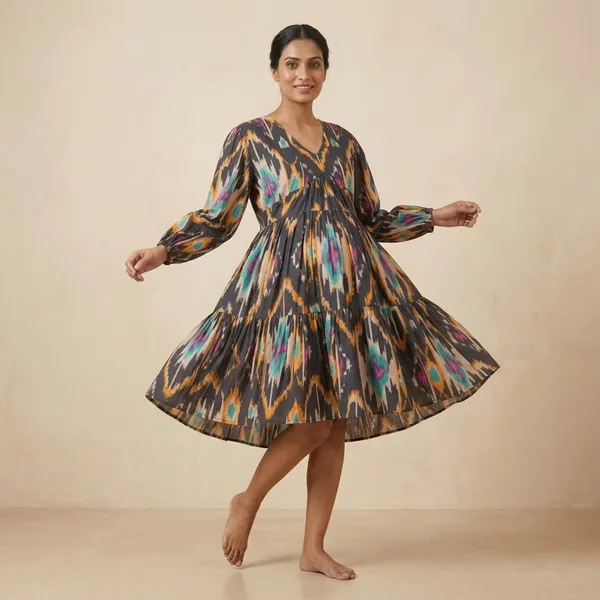 Amaya_Ikat_Print_Tiered_Maternity_Dress