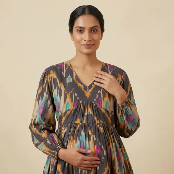 Amaya_Ikat_Print_Tiered_Maternity_Dress