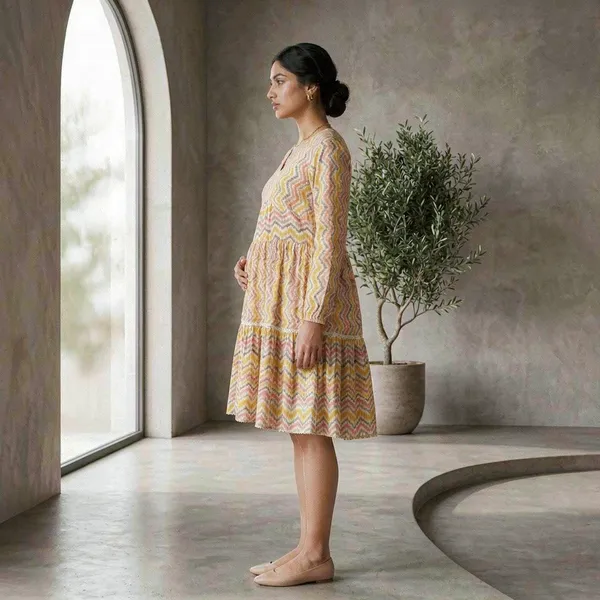 Vibrant_Chevron_Tiered_Maternity_Dress