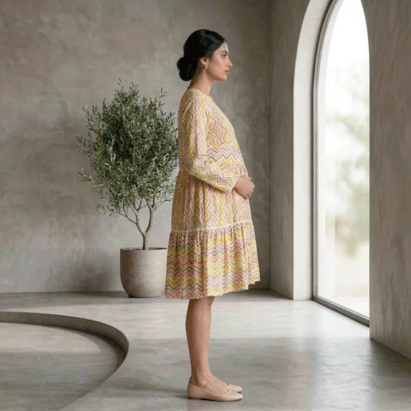 Vibrant_Chevron_Tiered_Maternity_Dress