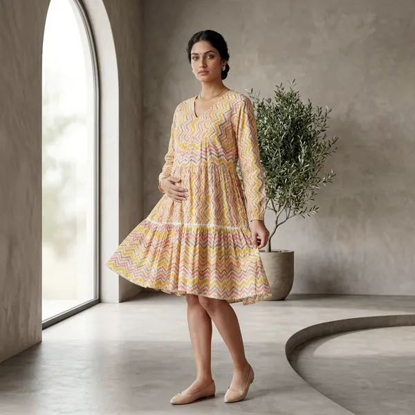 Vibrant_Chevron_Tiered_Maternity_Dress