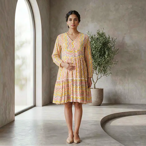 Vibrant_Chevron_Tiered_Maternity_Dress