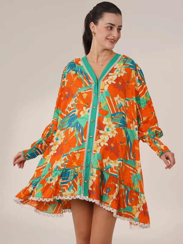 Sunset_Orange_&_Ocean_Teal_&_Crisp_White_Tropicana_Maternity_Shirt_Dress