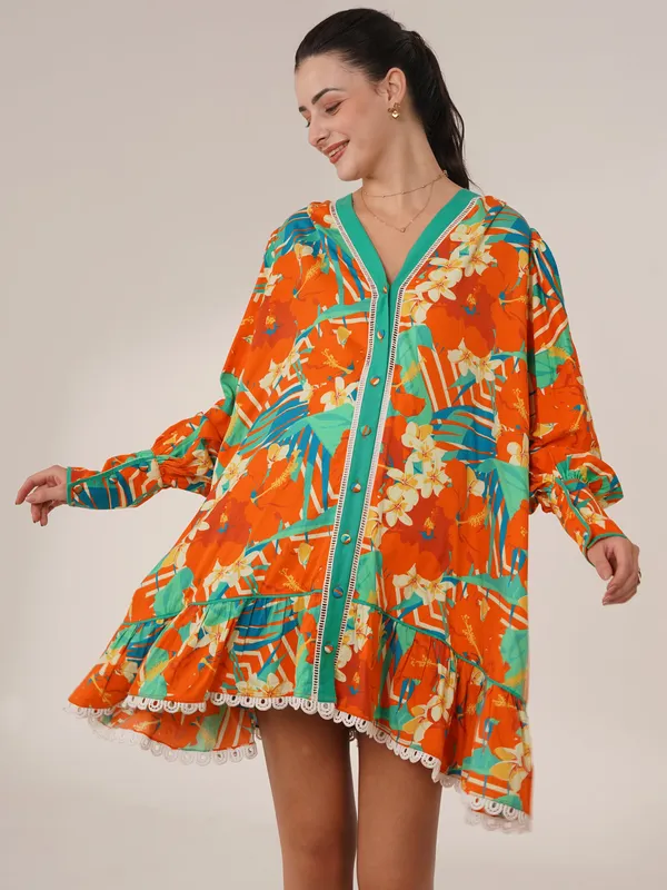 Sunset_Orange_&_Ocean_Teal_&_Crisp_White_Tropicana_Maternity_Shirt_Dress