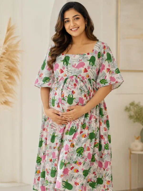 Whimsical_Ocean_Print_Maternity_Maxi_Dress