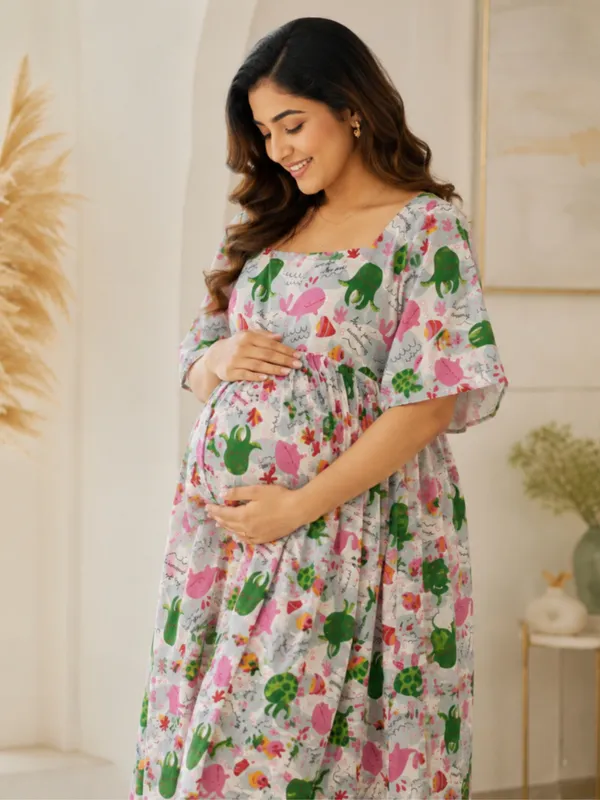 Whimsical_Ocean_Print_Maternity_Maxi_Dress