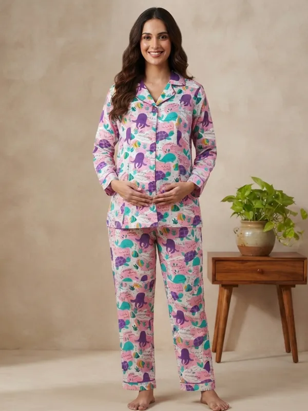 Lavender_Lagoon_Maternity_Cotton_Night_Suit