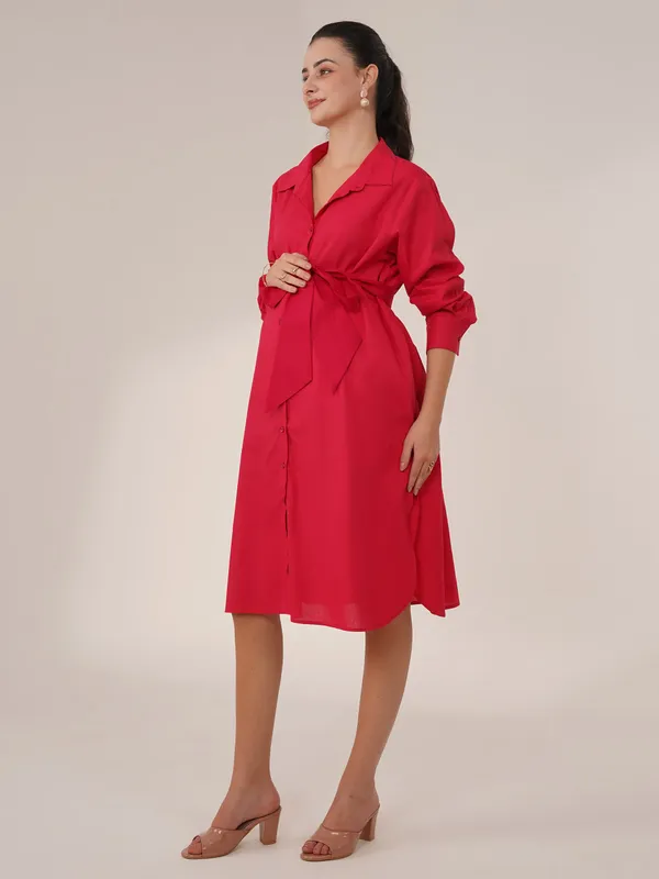 Red_Power_Shirt_Maternity_Dress