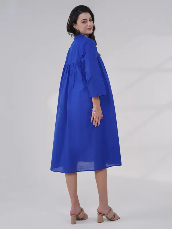 Deep_Blue_Gathered_Maternity_Shirt_Dress
