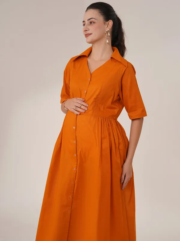 Marigold_&_Orange_Sunset_Glow_Maternity_Shirt_Dress