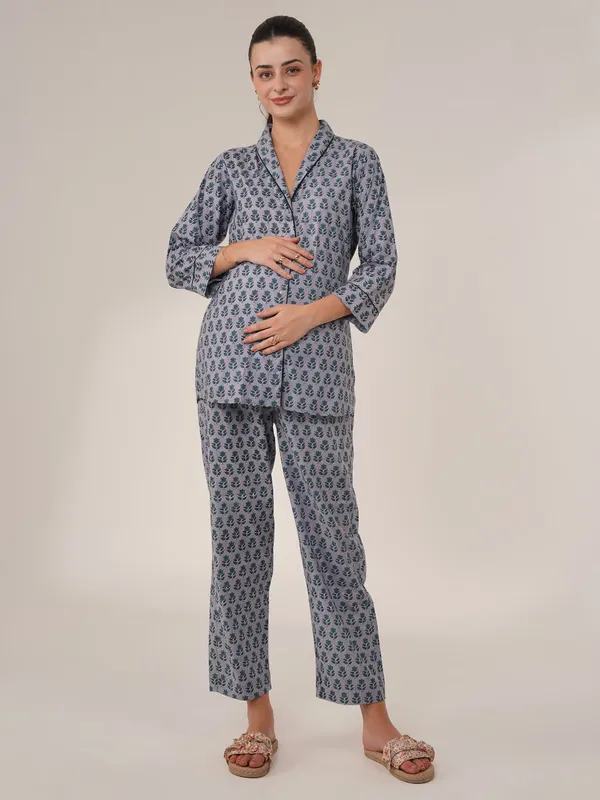 Multicolor_Cotton_Maternity_Co-Ord_Night_Set_Handblock_Edition