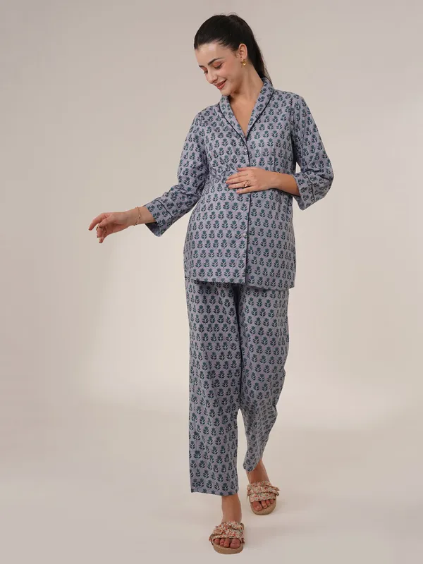 Multicolor_Cotton_Maternity_Co-Ord_Night_Set_Handblock_Edition