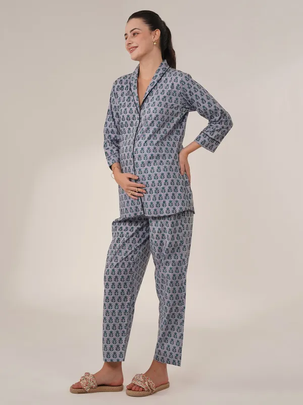 Multicolor_Cotton_Maternity_Co-Ord_Night_Set_Handblock_Edition