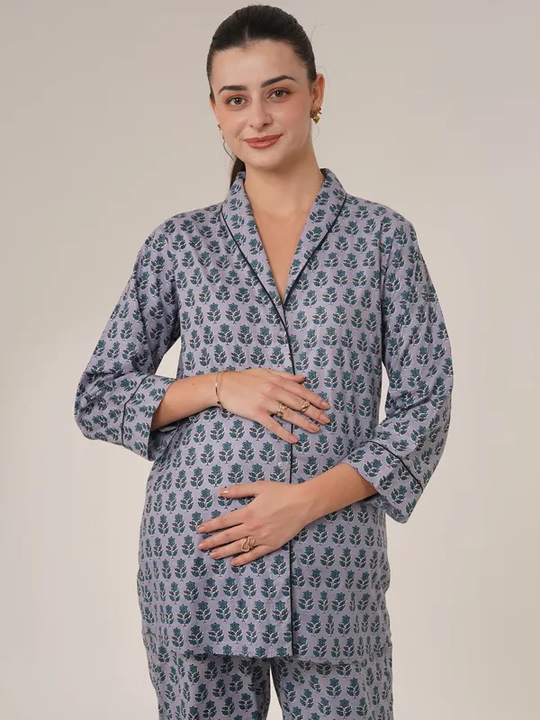 Multicolor_Cotton_Maternity_Co-Ord_Night_Set_Handblock_Edition