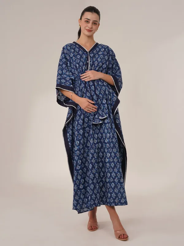 Indigo_Block_Print_Maternity_Kaftan_Dress