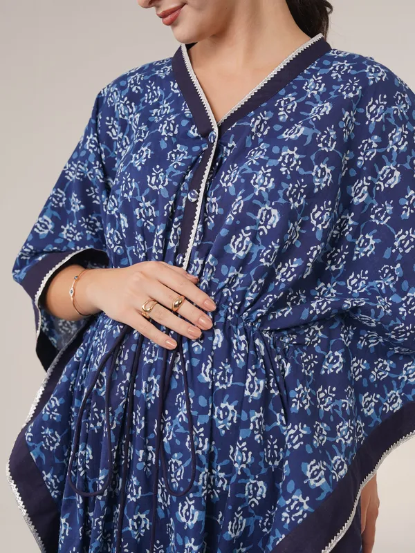 Indigo_Block_Print_Maternity_Kaftan_Dress