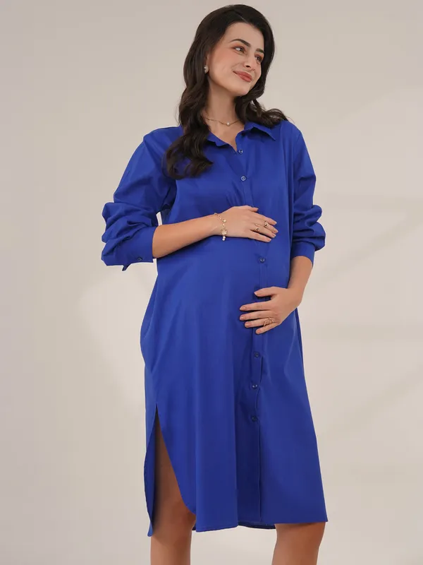 Cobalt_Blue_Everyday_Ease_Maternity_Shirt_Dress