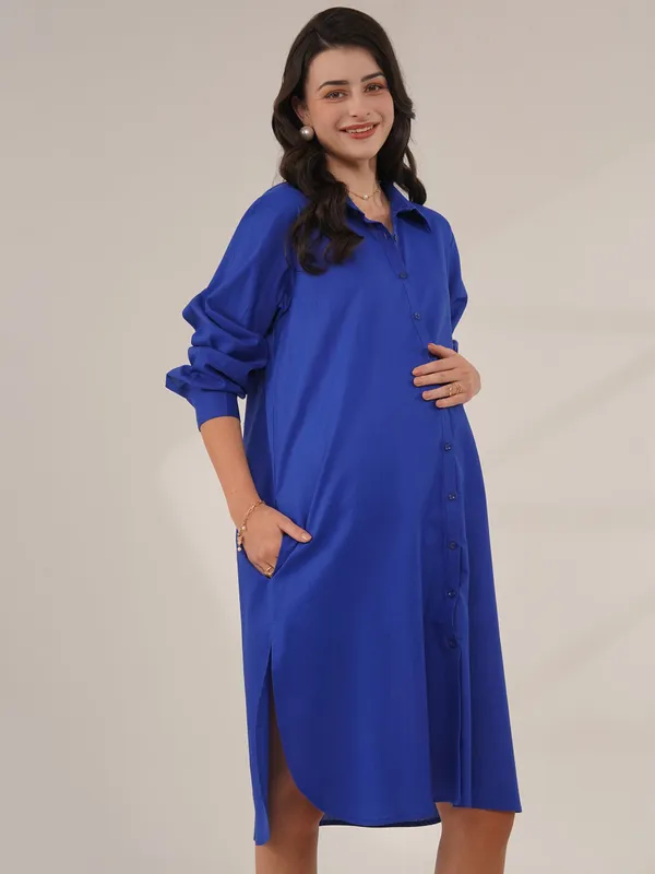 Cobalt_Blue_Everyday_Ease_Maternity_Shirt_Dress
