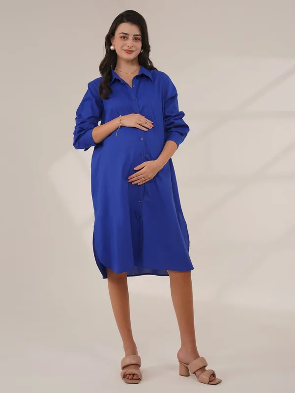 Cobalt_Blue_Everyday_Ease_Maternity_Shirt_Dress