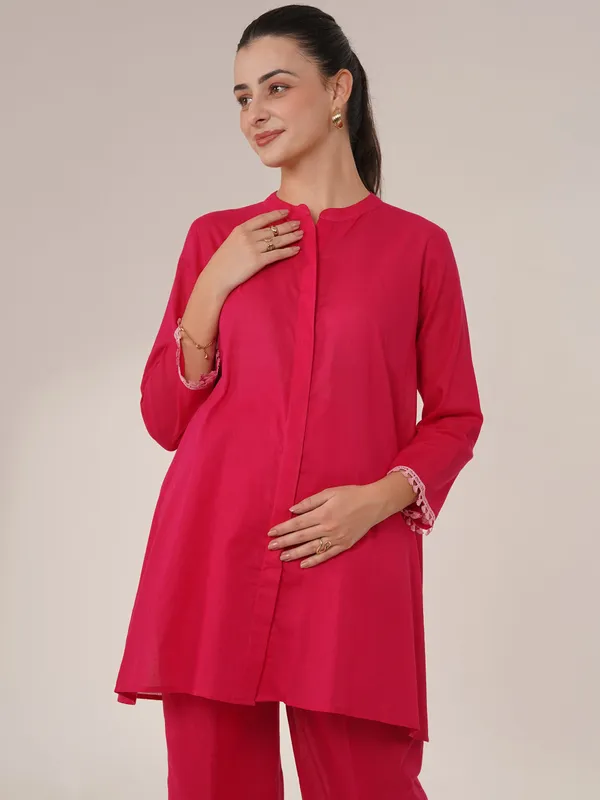 Rose_Radiance_Maternity_Co-Ord_Set_Solid_Pink_With_Lace_Detailing