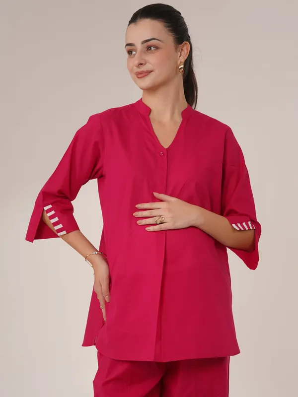 Berry_Pink_Pop_Maternity_Co-Ord_Set_Minimal_&_Chic_In_Solid