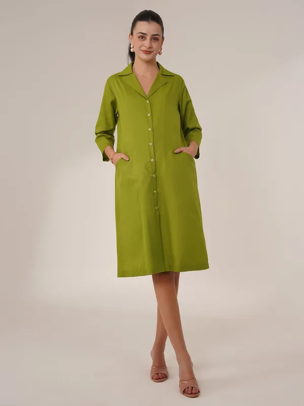 Olive_Green_Button-Down_Maternity_Shirt_Dress