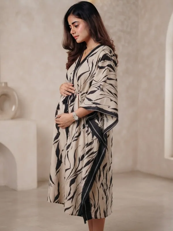 Sandstone_Botanical_Maternity_Kaftan_Dress