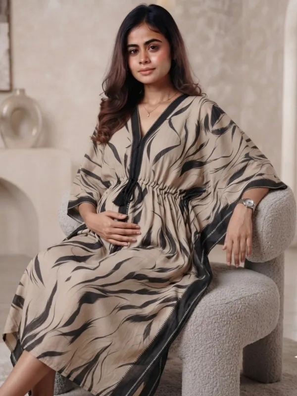 Sandstone_Botanical_Maternity_Kaftan_Dress