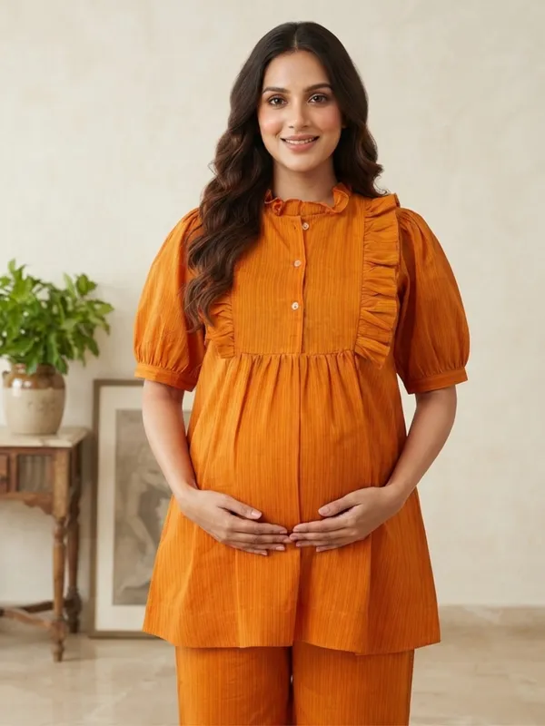 Sunrise_Orange_Ruffle_Maternity_Co-ord_Set