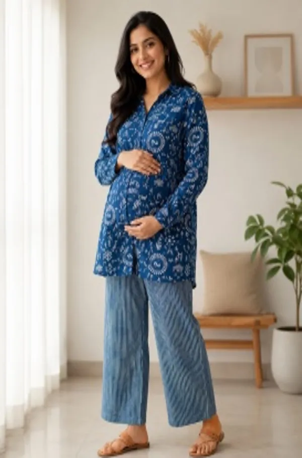 Indigo_Warli_Print_Maternity_&_Nursing_Tunic