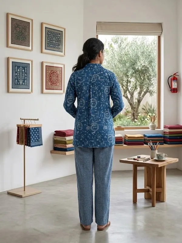 Indigo_Warli_Print_Maternity_&_Nursing_Tunic