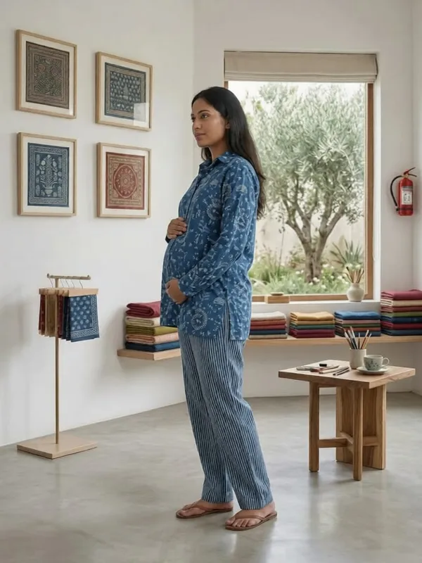 Indigo_Warli_Print_Maternity_&_Nursing_Tunic