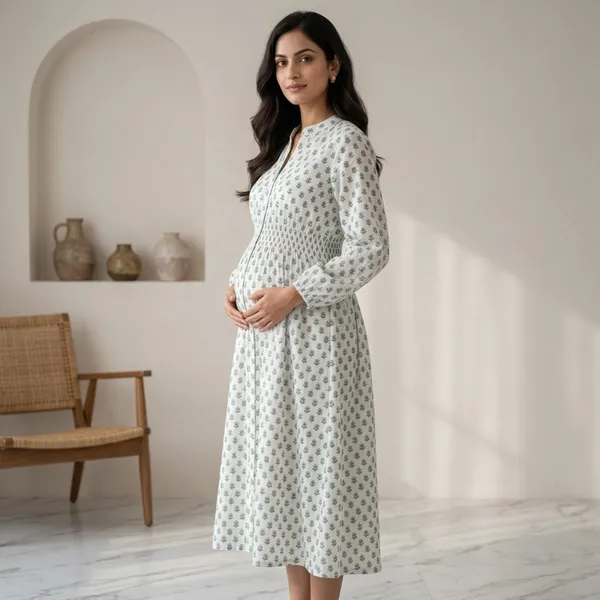 Petite_Flora_Smocked-Waist_Maternity_Dress